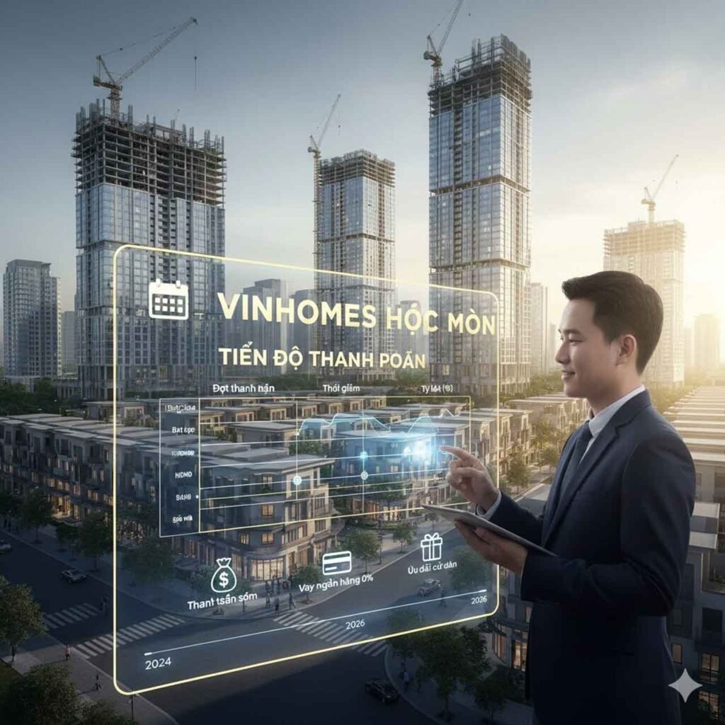 Ảnh minh hoạ về tiến độ thanh toán Vinhomes Hóc Môn do AI tạo