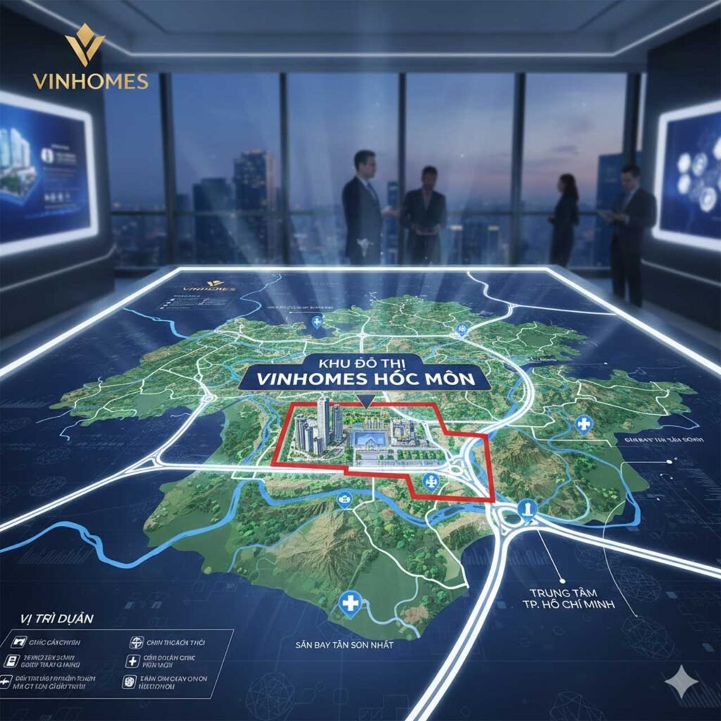 Bản đồ vị trí khu đô thị Vinhomes Hóc Môn do AI tạo