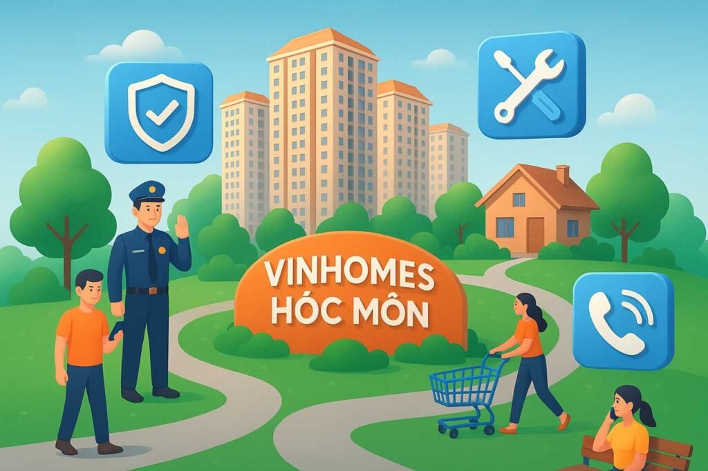 AI tạo ảnh minh hoạ các dịch vụ tiện ích dành cho cư dân Vinhomes Hóc Môn