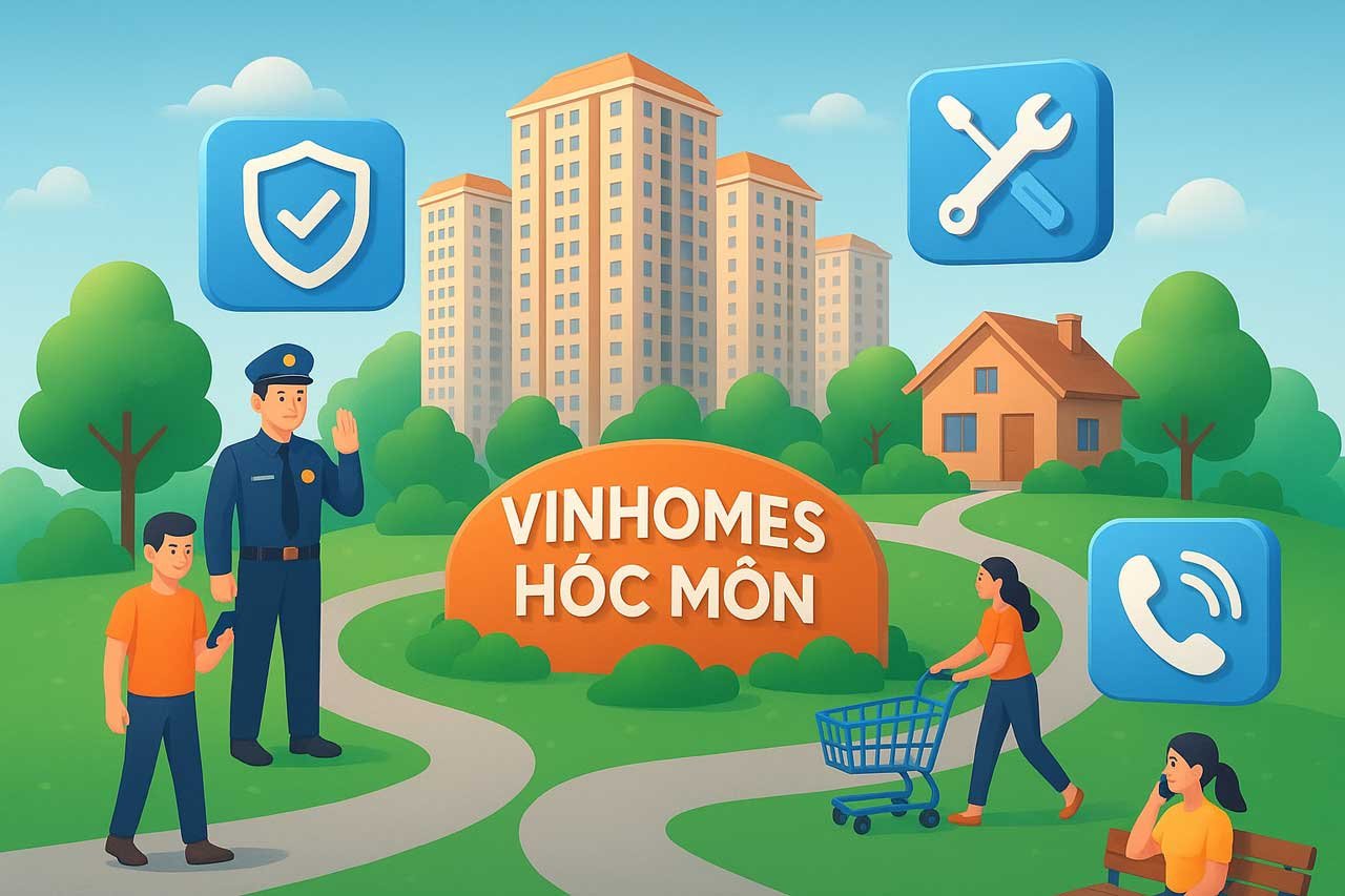 AI tạo ảnh minh hoạ các dịch vụ tiện ích dành cho cư dân Vinhomes Hóc Môn