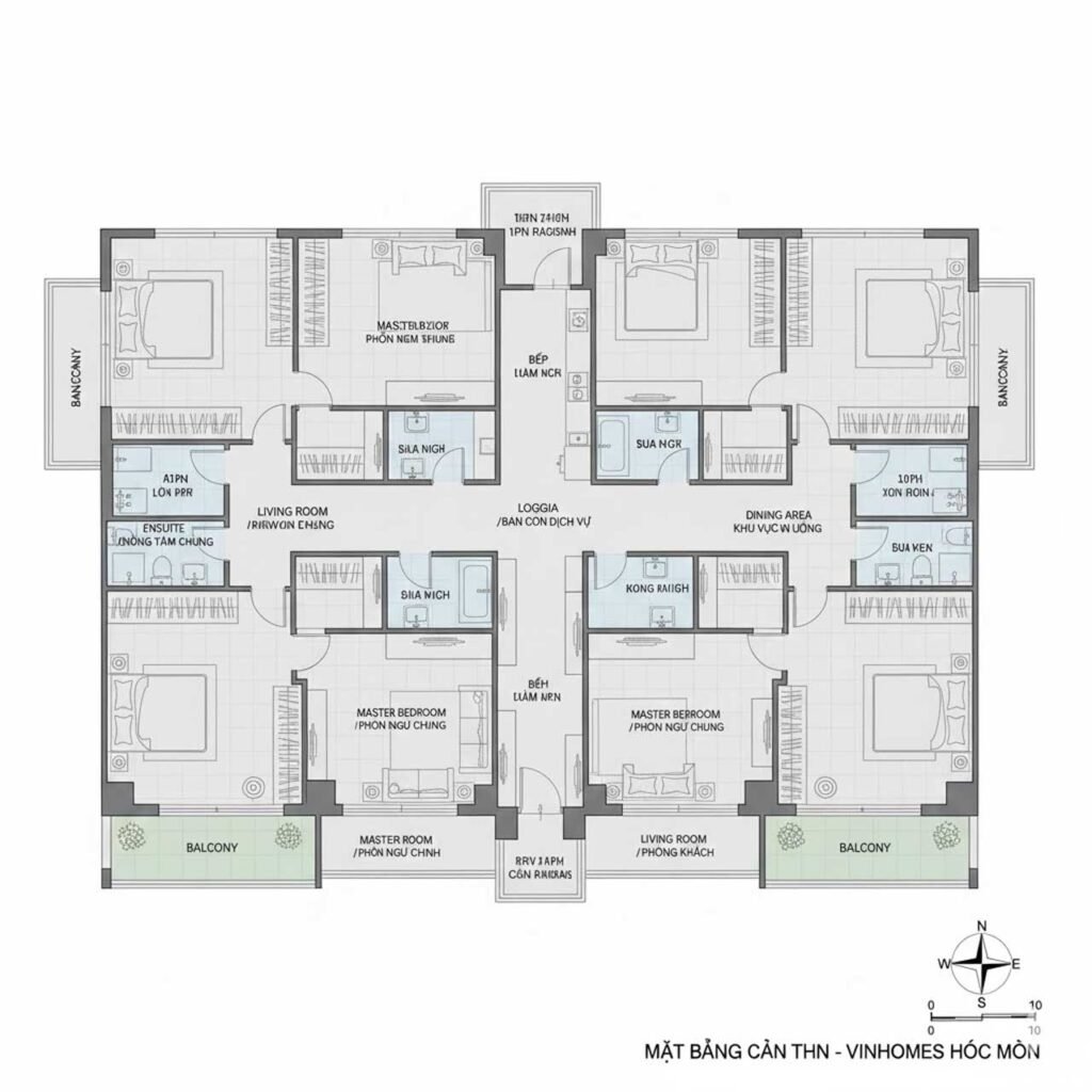 Mặt bằng căn hộ Vinhomes Hóc Môn