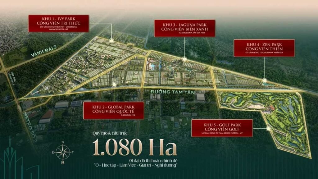 Bản đồ quy hoạch phân khu chức năng Vinhomes Saigon Park Hóc Môn