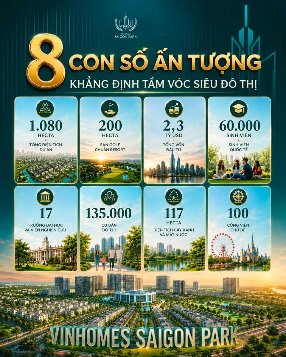8 con số ấn tượng của Vinhomes Saigon Park Hóc Môn