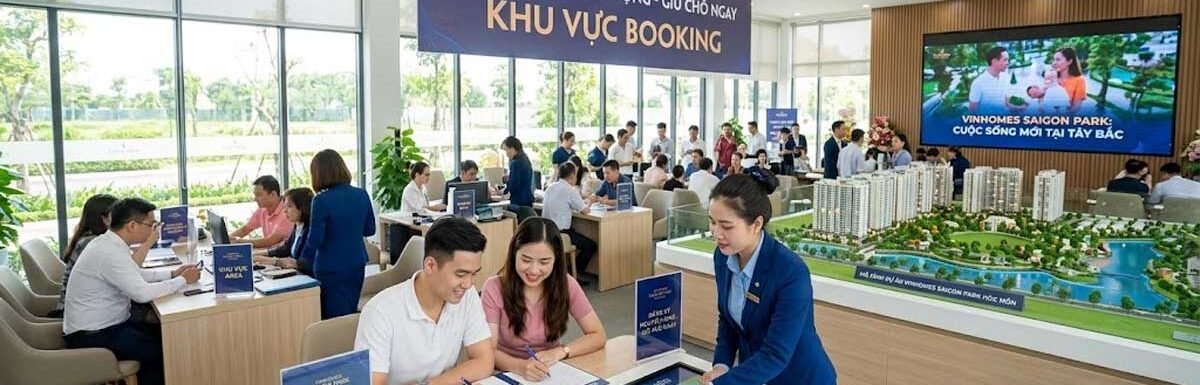 Hình AI tạo cảnh khách hàng Booking Vinhomes Saigon Park Hóc Môn