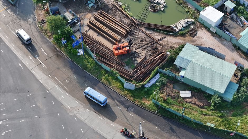 Vinhomes Saigon Park Vinhomes Saigon Park Hóc Môn — construction site aerial Vietnam suburb
